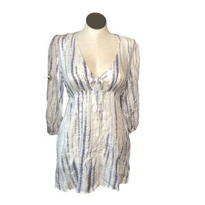Blue Island Womens Coverup Dress S Woven Light Blue Tie Dye Gauzy Cotton Swim